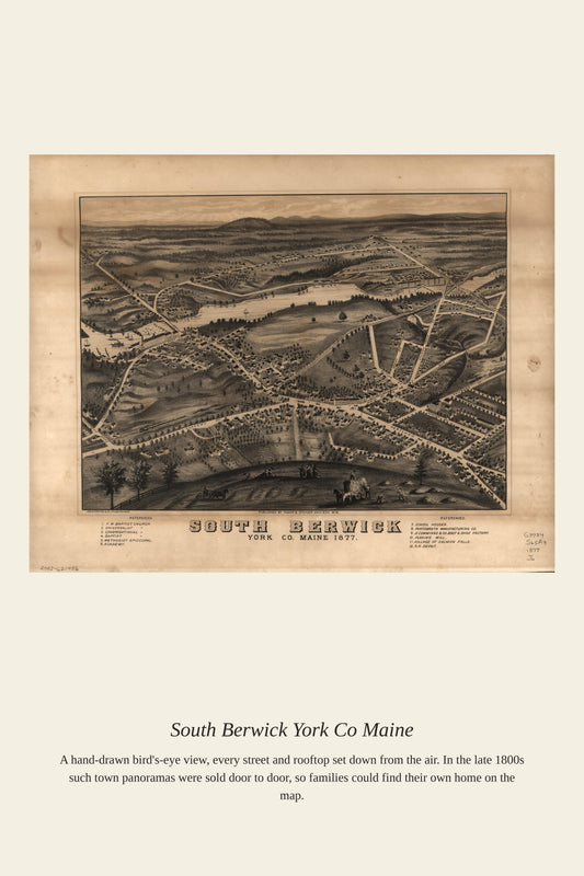 South Berwick York Co Maine — a restored antique map print