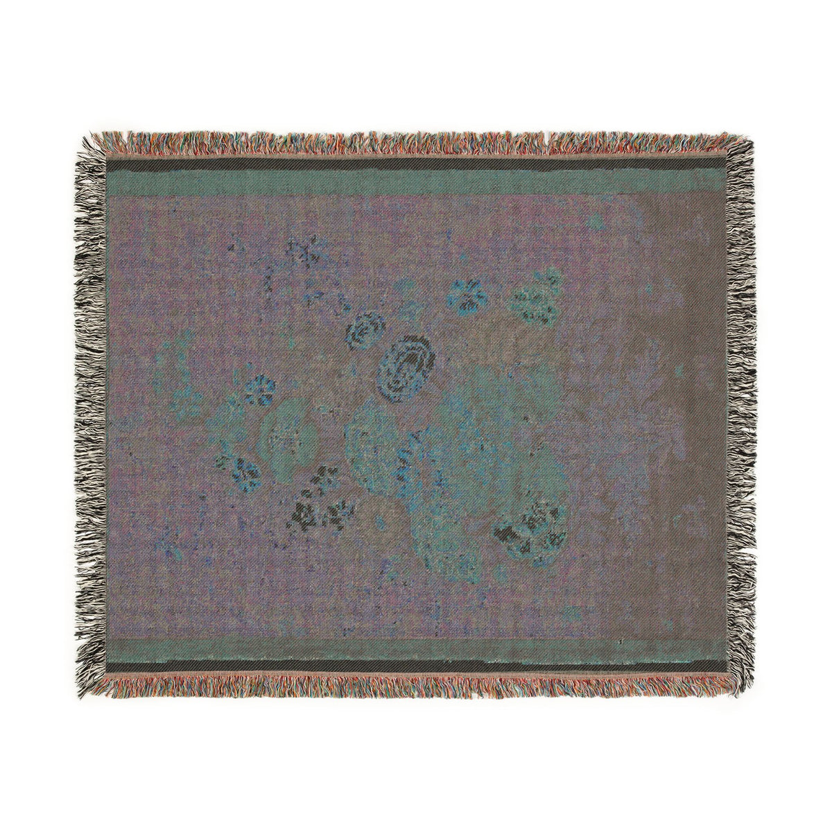 Still Life Bouquet of Flowers throw blanket reverse flat, muted dusty tones on the back side