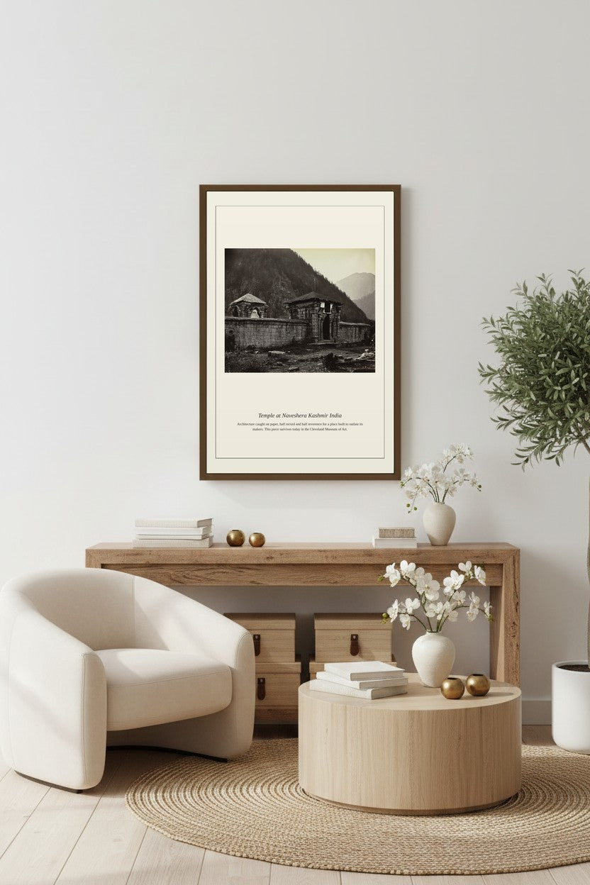 Temple at Naveshera Kashmir India — Antique Architectural Print