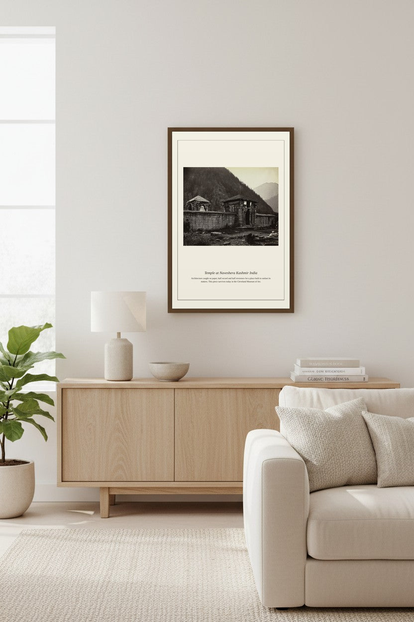 Temple at Naveshera Kashmir India — Antique Architectural Print