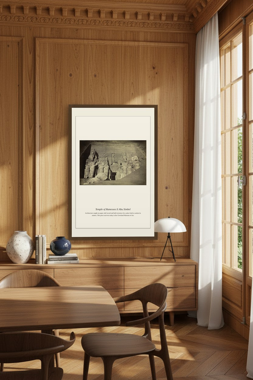 Temple of Ramesses Ii Abu Simbel above a white sofa with wall sconces