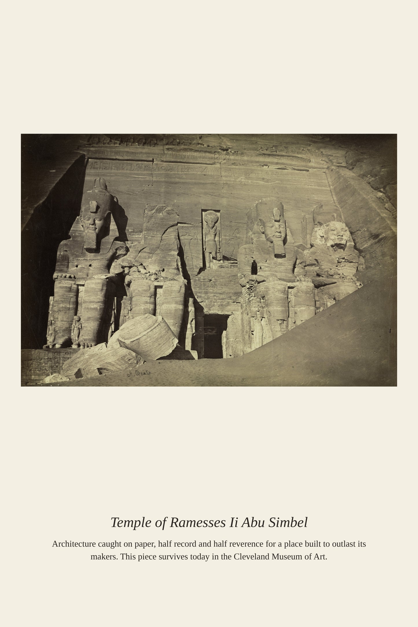 Temple of Ramesses Ii Abu Simbel — a restored antique architectural print
