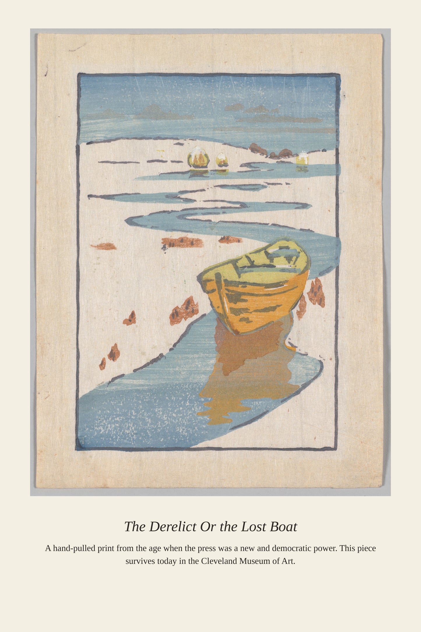 The Derelict Or the Lost Boat — a restored antique asian art print