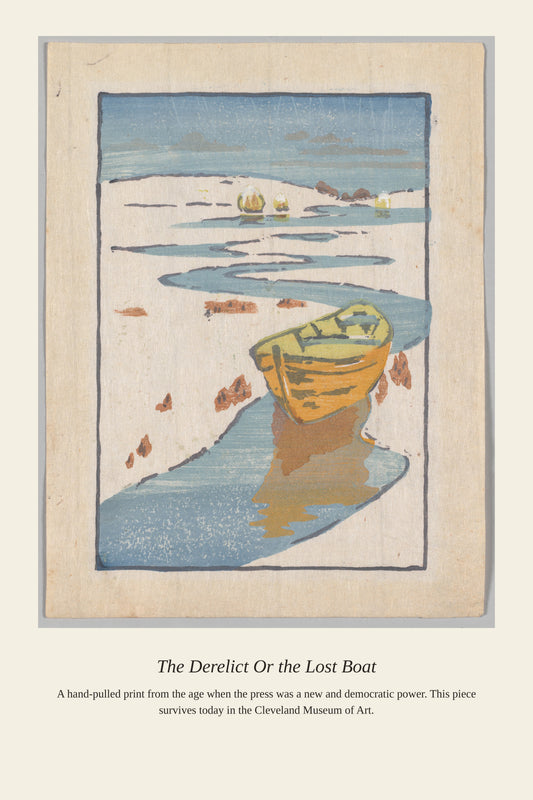 The Derelict Or the Lost Boat — a restored antique asian art print