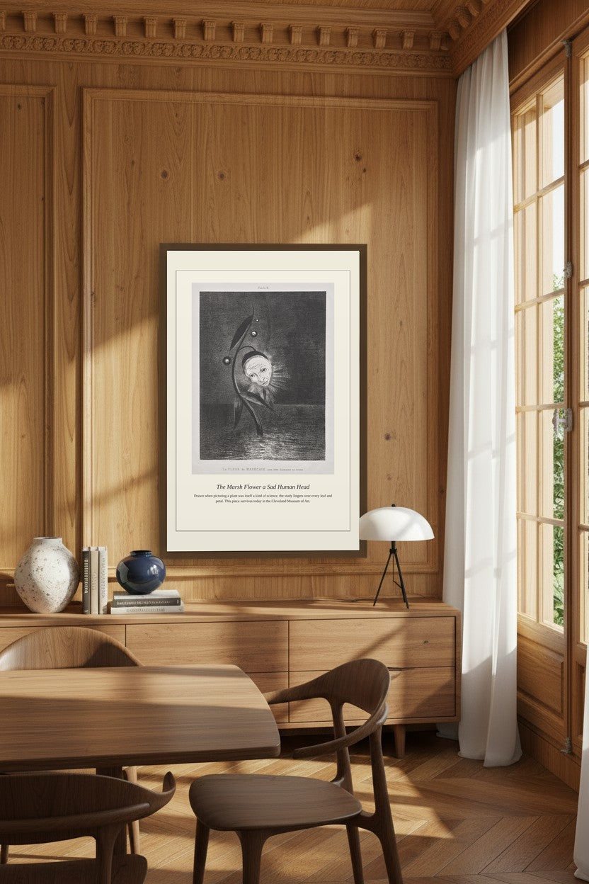 The Marsh Flower a Sad Human Head — Antique Botanical Print