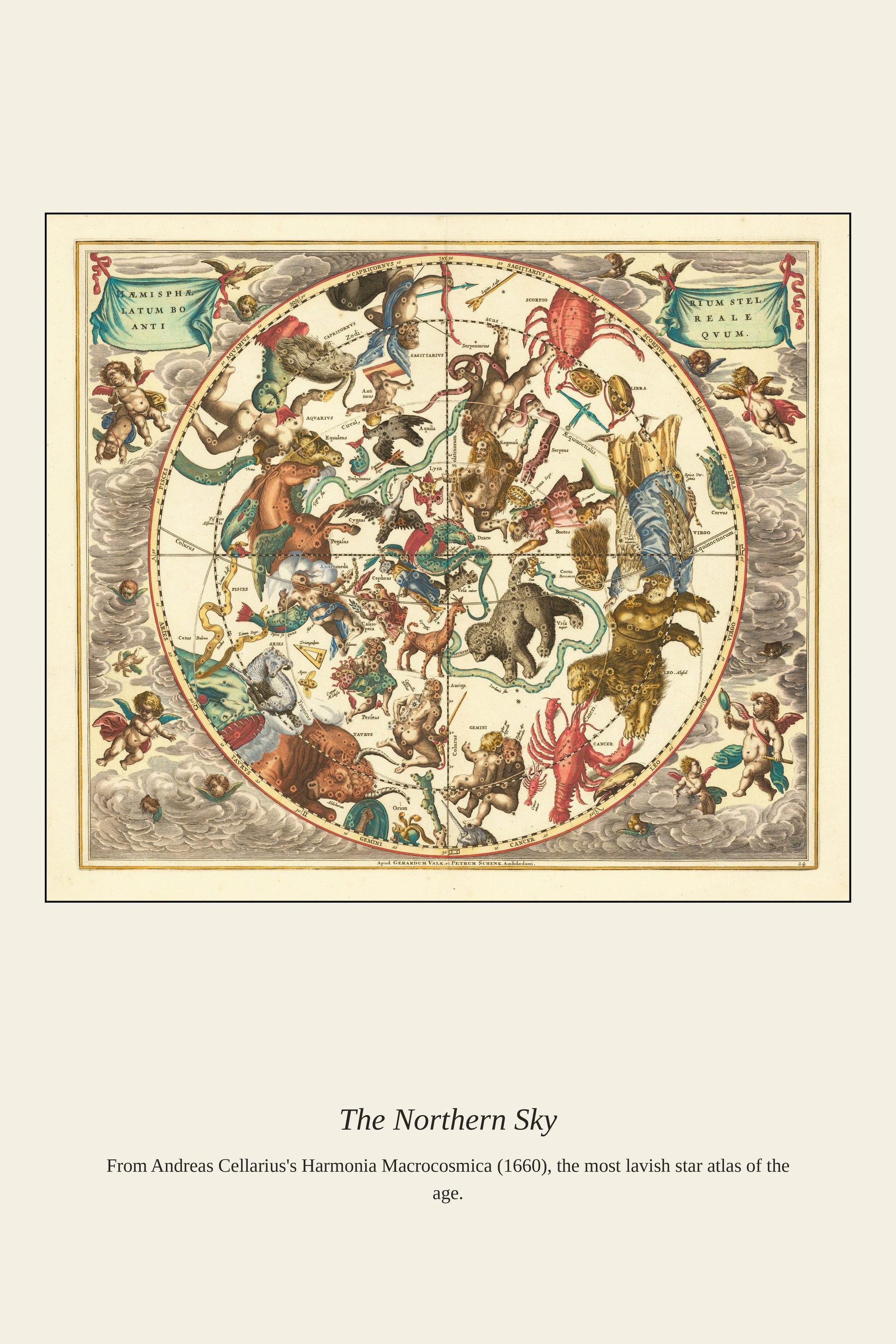 The Northern Constellations — a restored antique celestial print