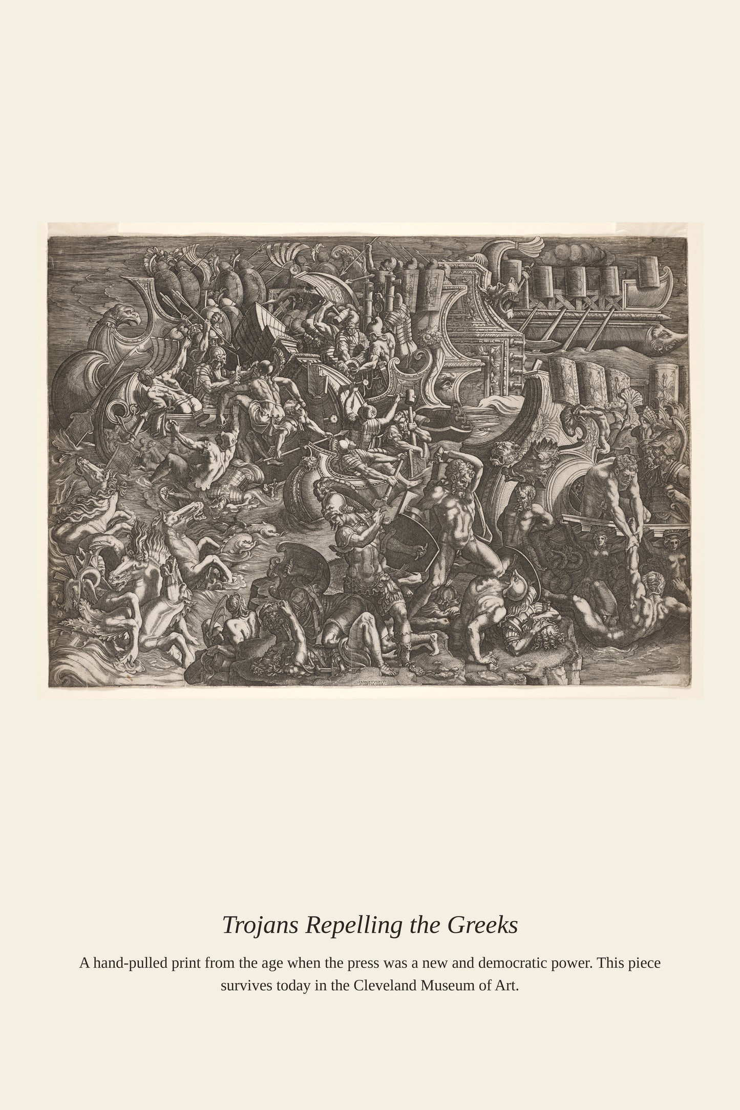 Trojans Repelling the Greeks — a restored antique asian art print
