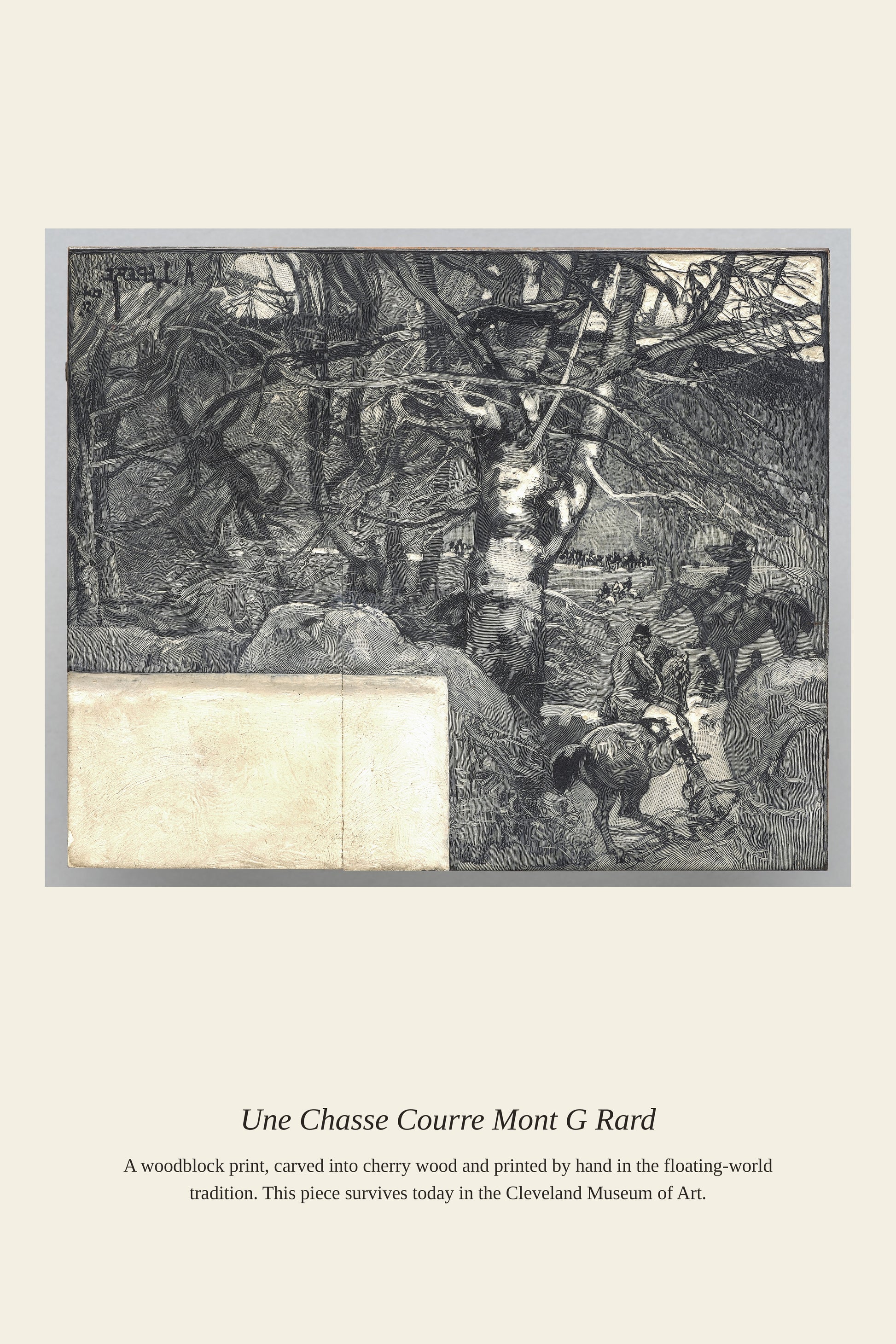 Une Chasse Courre Mont G Rard — a restored antique japanese woodblock print