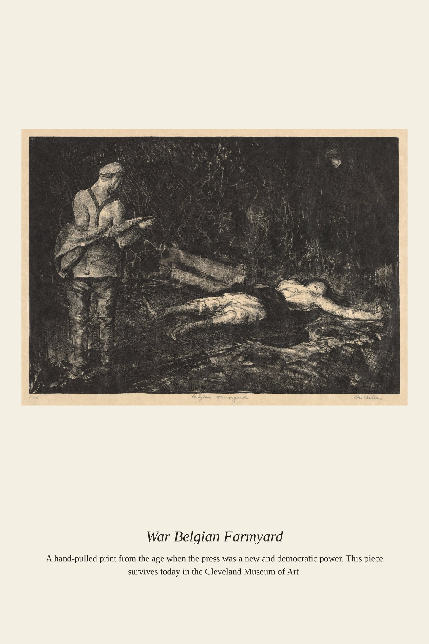 War Belgian Farmyard — a restored antique historical print