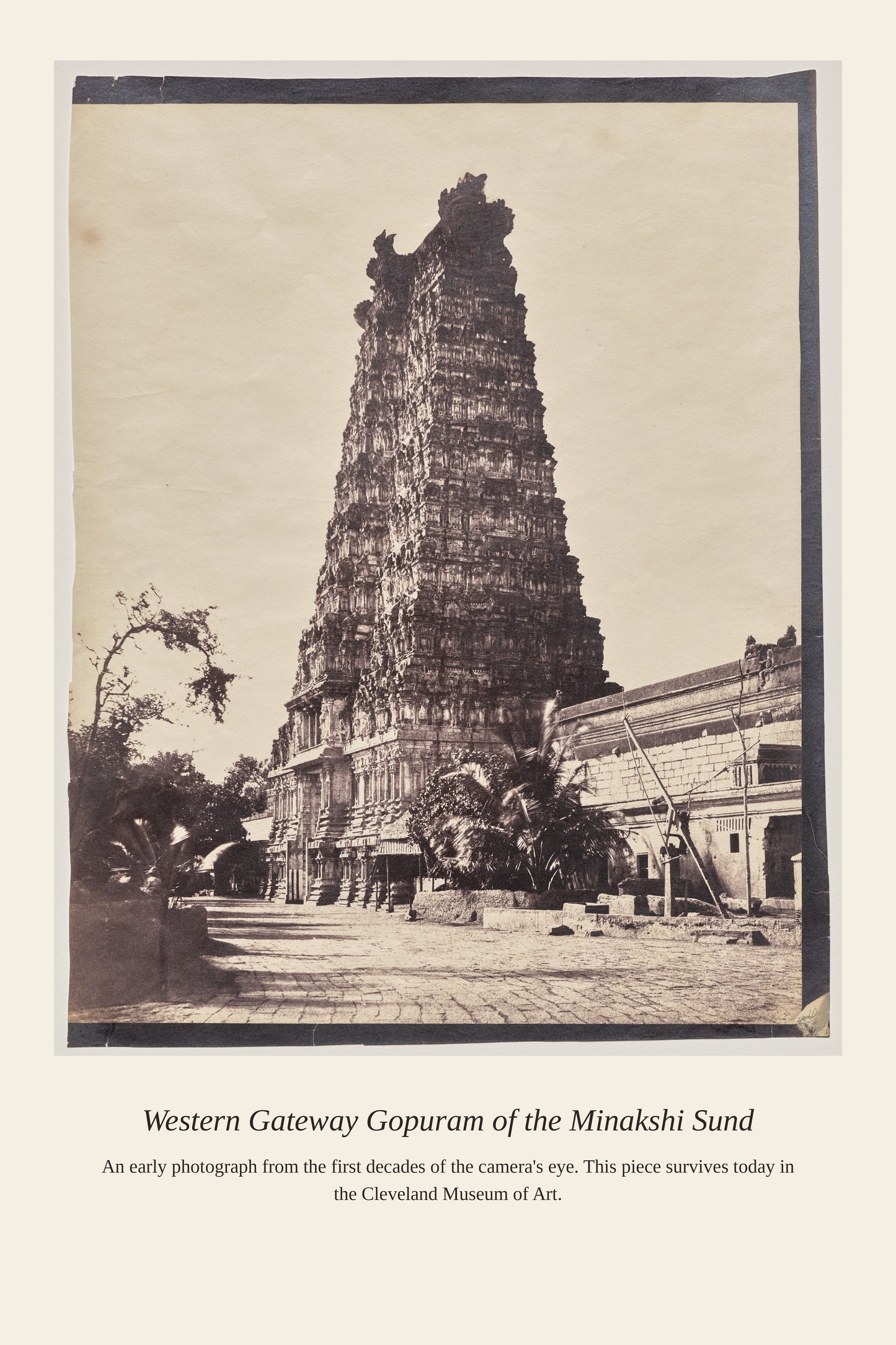 Western Gateway Gopuram of the Minakshi — a restored antique architectural print