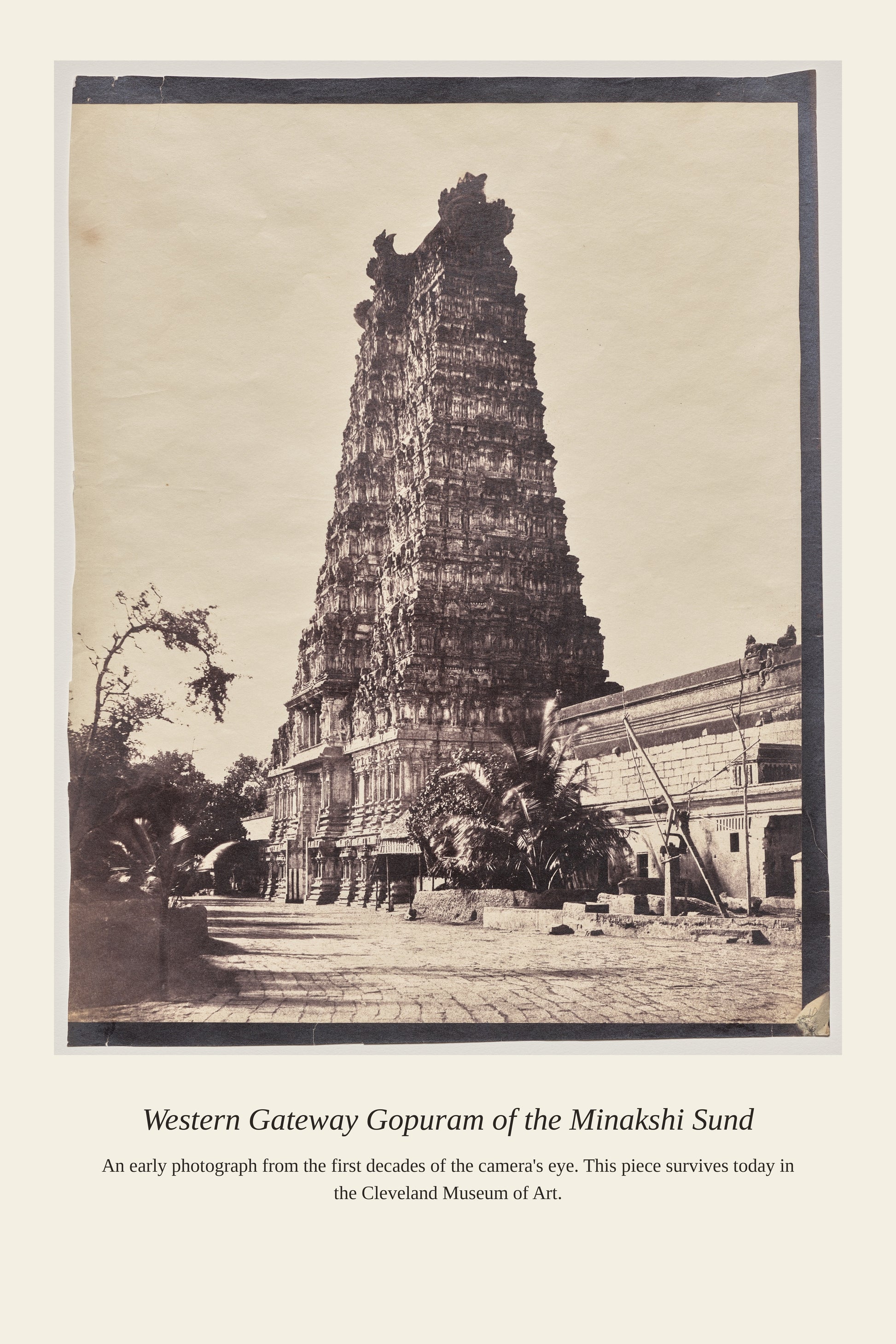 Western Gateway Gopuram of the Minakshi — a restored antique architectural print