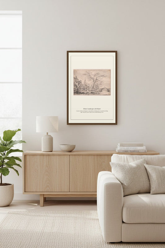 Winter Landscape with Skater — Antique Landscape Print